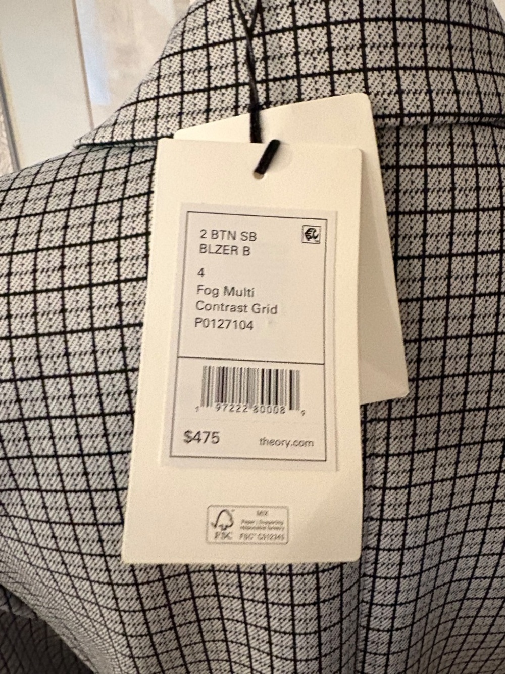 NWT Theory Fog Multi Contrast Grid Blazer - Picture 6 of 7